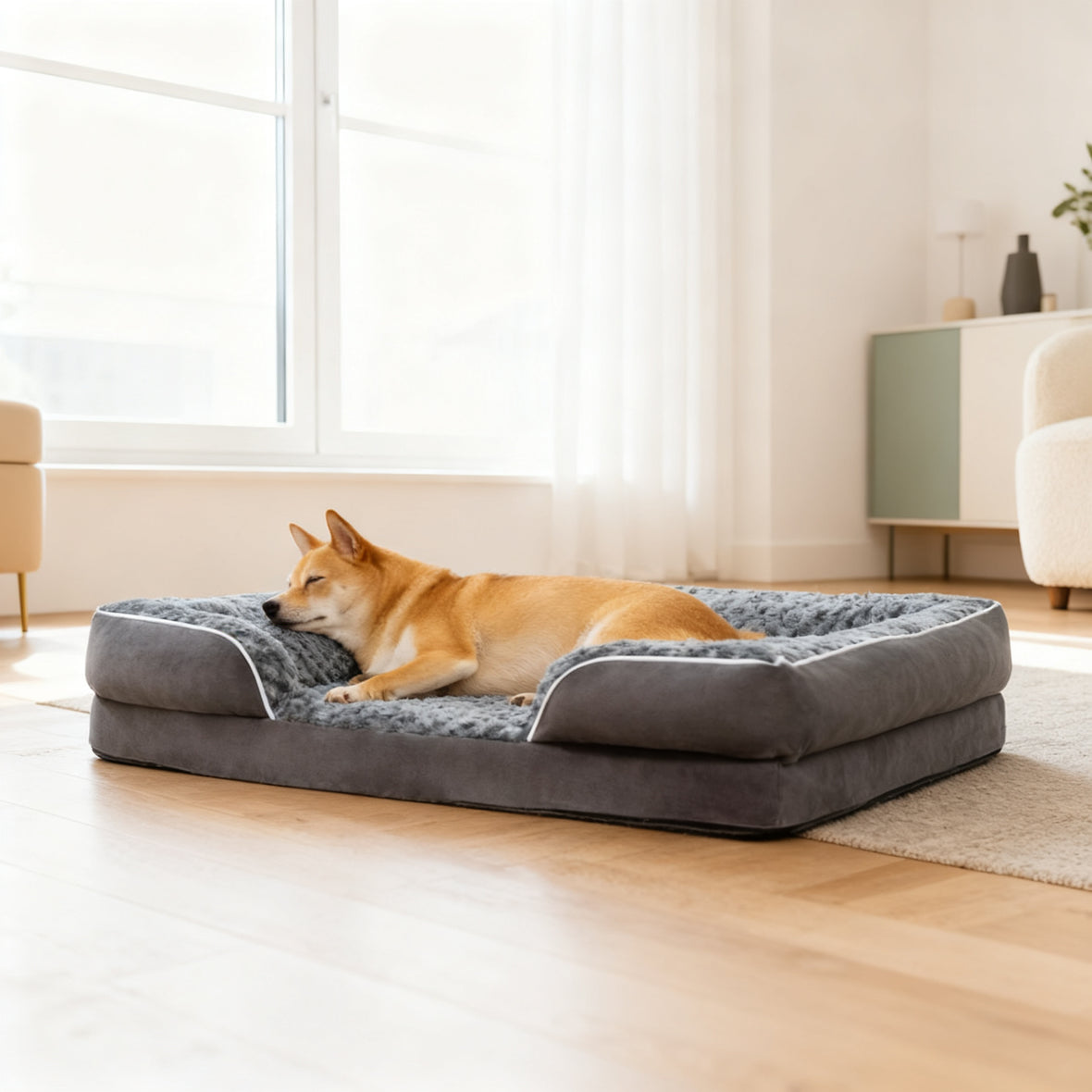 Orthopädisches Hundebett mit abnehmbarem Bezug