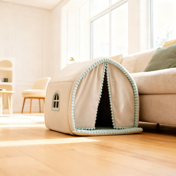 Höhlenbett mit Vorhang für Katzen und Hunde