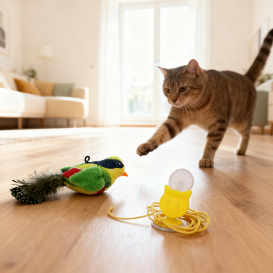Katzenspielzeug Vogel mit Zwitscher-Sound